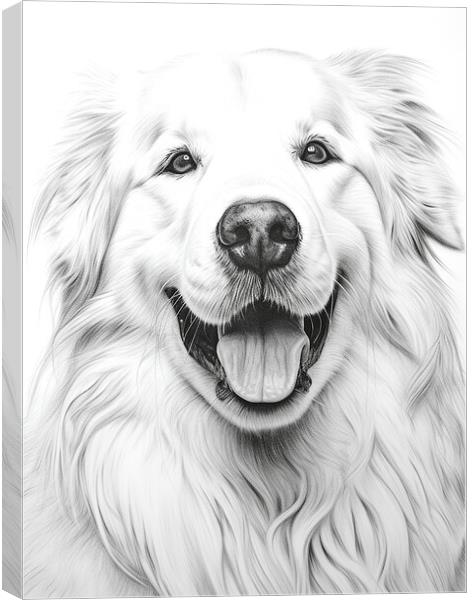 Great Pyrenees Pencil Drawing Canvas Print by K9 Art