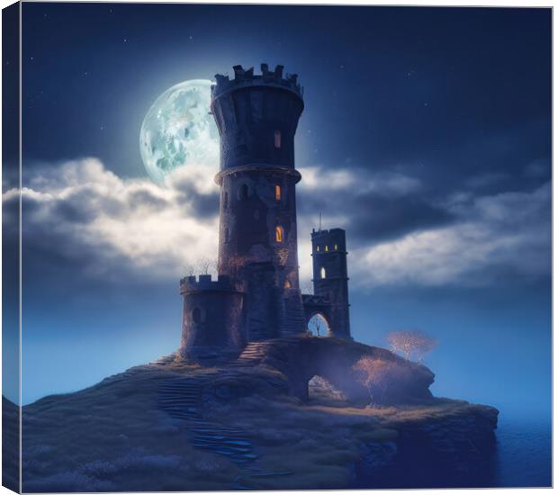 Moonlit Tower Canvas Print by Fraser Hetherington
