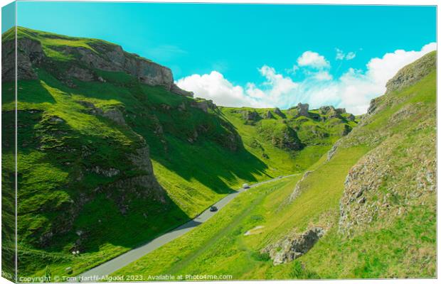 A close up of a lush green hillside with Winnats Pass in the background Canvas Print by Tom Hartfil-Allgood