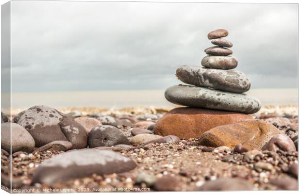 Stack of Pebbles Canvas Print by Michele Leppier