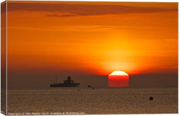 Herne bay abandoned pier head  at sunrise Canvas Print by Alan Payton