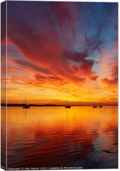 Dramatic clouds at Sunrise, Swale estuary Canvas Print by Alan Payton