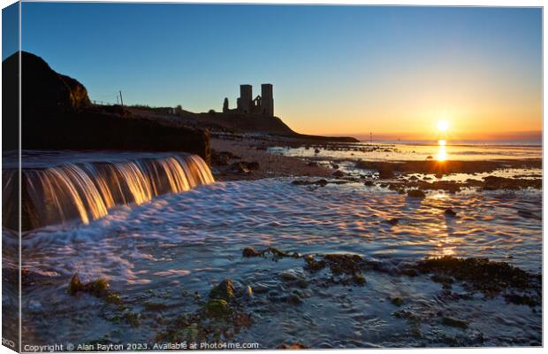 Sunset at Reculver towers Canvas Print by Alan Payton