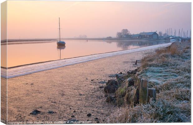 Dawn at Faversham creek on a cold morning Canvas Print by Alan Payton