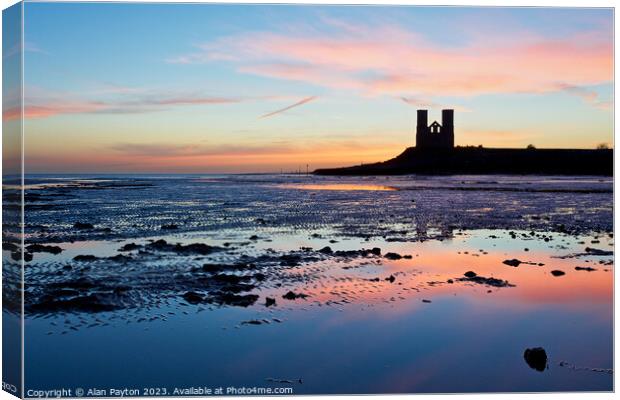 March Dawn at Reculver towers Canvas Print by Alan Payton