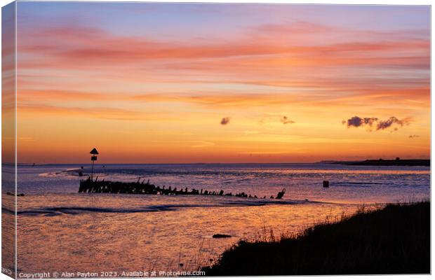 Faversham Creek Wreck at Dawn Canvas Print by Alan Payton