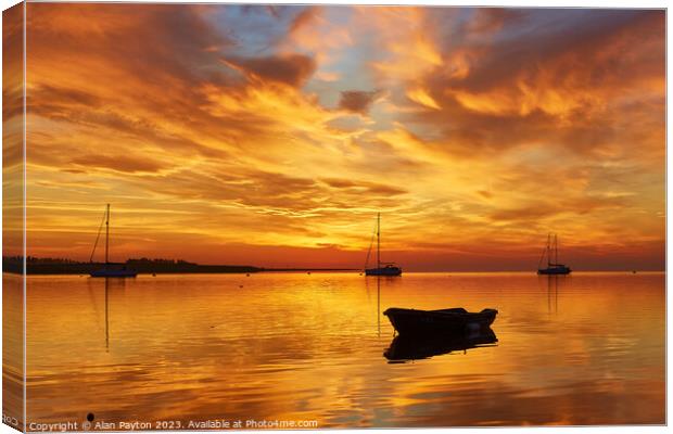 Vivid sunrise on Swale Estuary 3 Canvas Print by Alan Payton