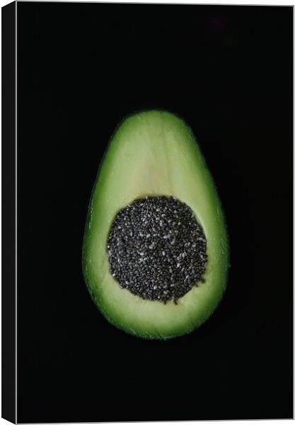 Artistic composition of Avocado end Chia seed on b Canvas Print by Olga Peddi