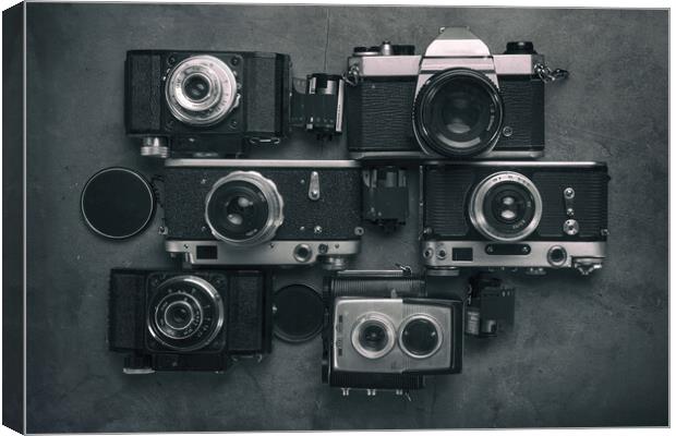 Set of Vintage Film Cameras. Canvas Print by Olga Peddi