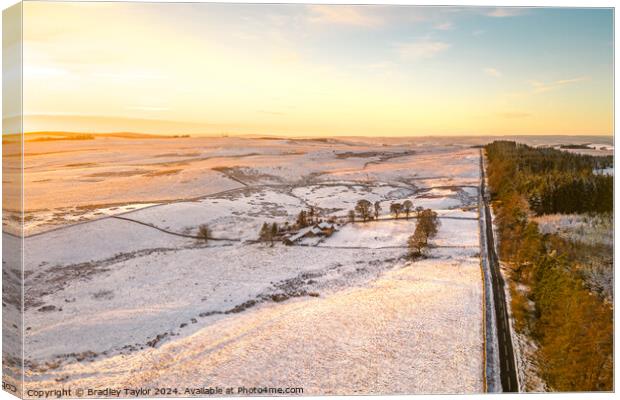 Sunset and Snow, Northumberland National Park Canvas Print by Bradley Taylor