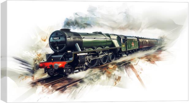 Flying Scotsman inspired Steam Train Art Canvas Print by T2 
