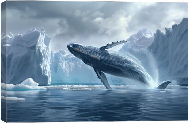 Humpback Whale Breaching Canvas Print by T2 
