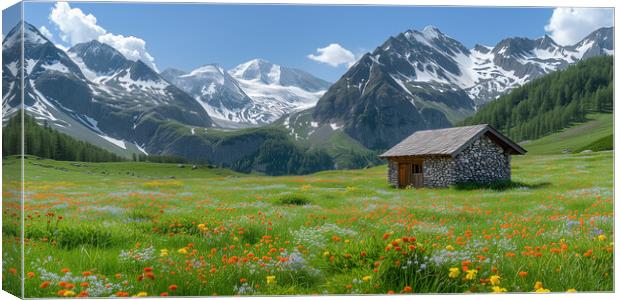 Alpine Flower Meadow Canvas Print by T2 