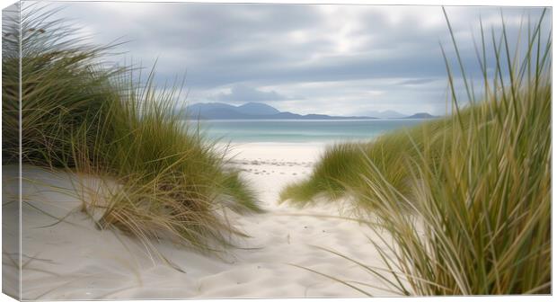 Luskentyre beach - Scottish isle of Harris Canvas Print by T2 