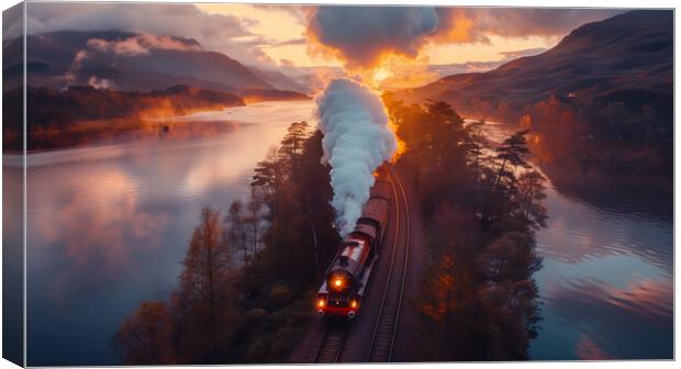 Scottish Highlands Steam Train Canvas Print by T2 