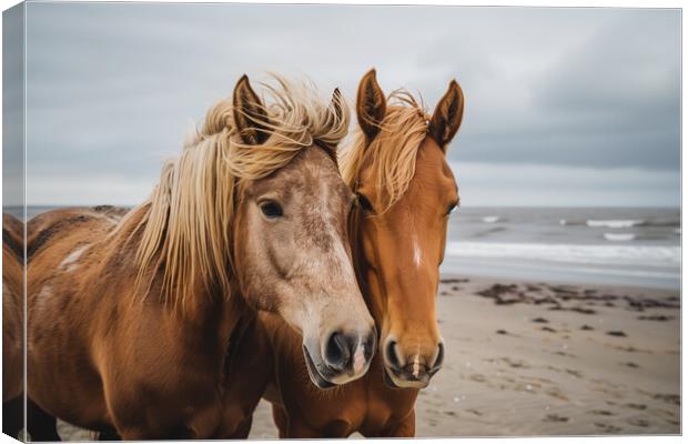 A close up of a brown horses standing Canvas Print by T2 