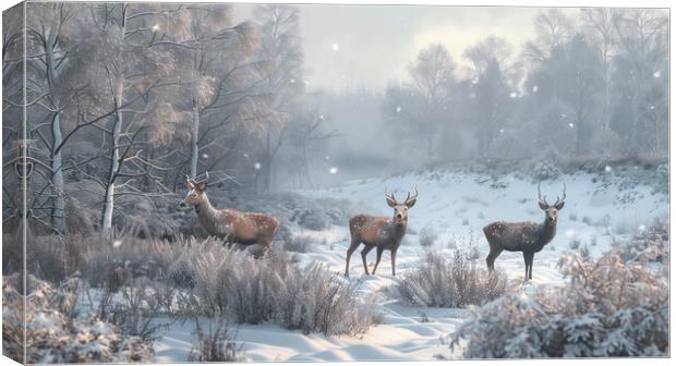 Scottish Bucks Winter Highlands Canvas Print by T2 