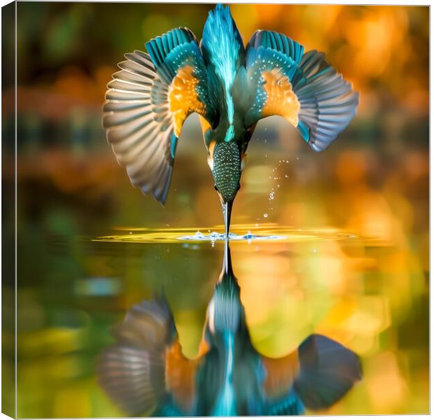 Kingfisher diving Canvas Print by T2 