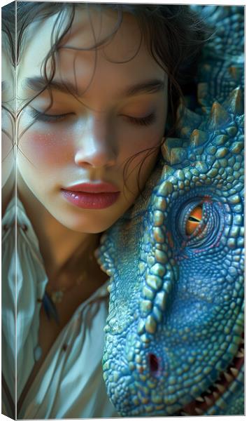 Princess and the Dinosaur Canvas Print by T2 