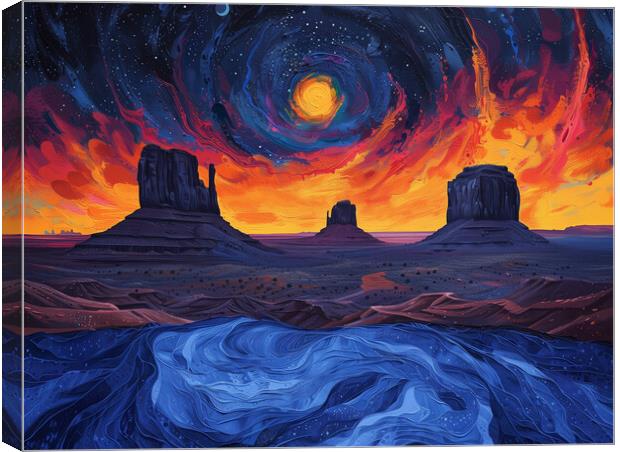 Desert landscape painted in swirling Shades Canvas Print by T2 
