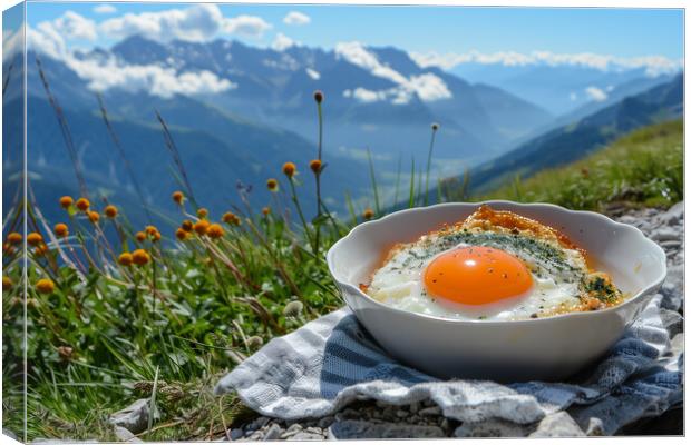 Breakfast in the Alps Canvas Print by T2 