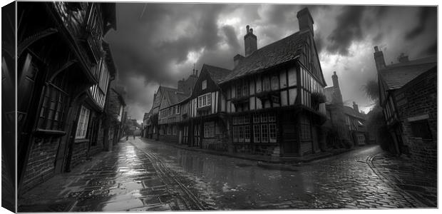 York backstreets Black and White Canvas Print by T2 