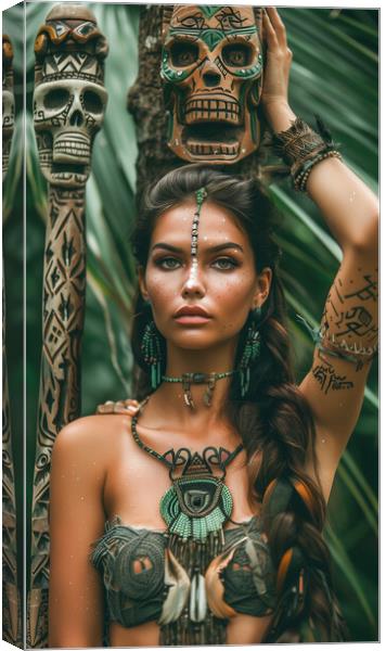 Amazon Jungle Tribe Woman Canvas Print by T2 