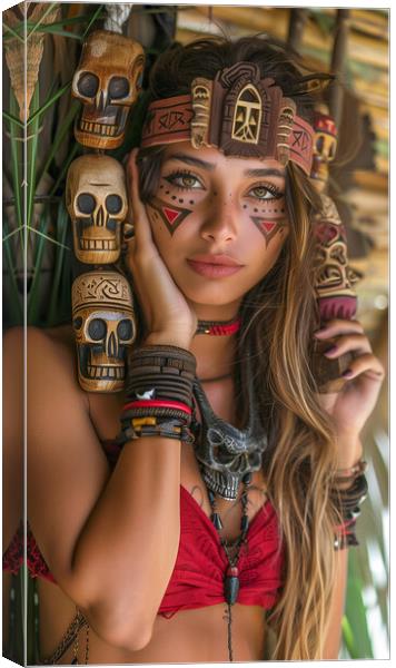 Amazon Jungle Tribe Woman Canvas Print by T2 