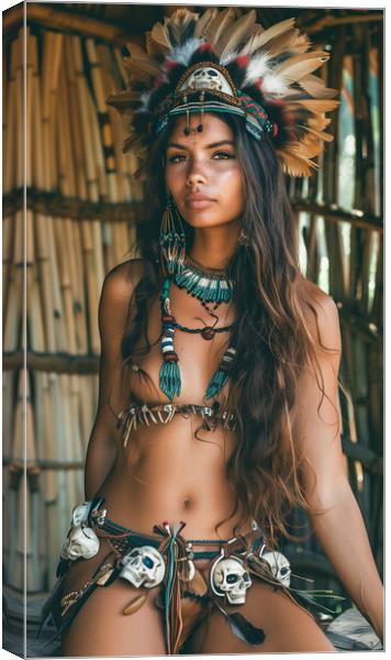 Amazon Jungle Tribe Woman Canvas Print by T2 