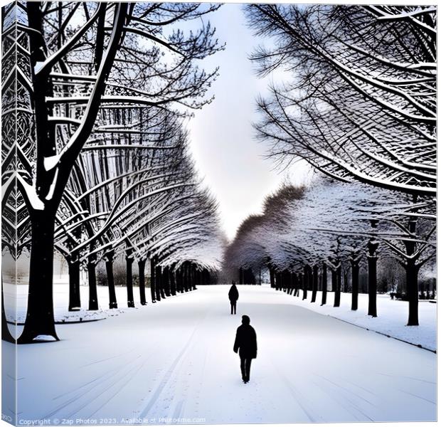 A snowy walk in the park Canvas Print by Zap Photos