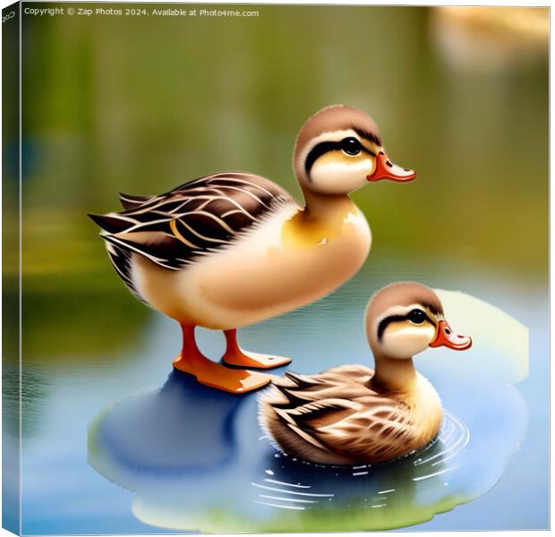Two Little Ducklings. Canvas Print by Zap Photos