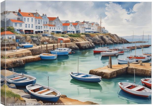 Tranquil fishing harbour  Canvas Print by Zap Photos