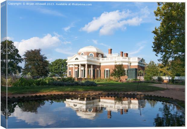 Thomas Jefferson's house at Monticello, Charlottes Canvas Print by Bryan Attewell