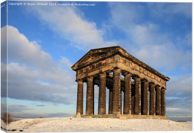 A winter view of Penshaw Monument Canvas Print by Bryan Attewell