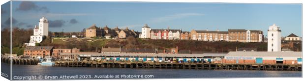 A panoramic view of North Shields fish quay. Canvas Print by Bryan Attewell