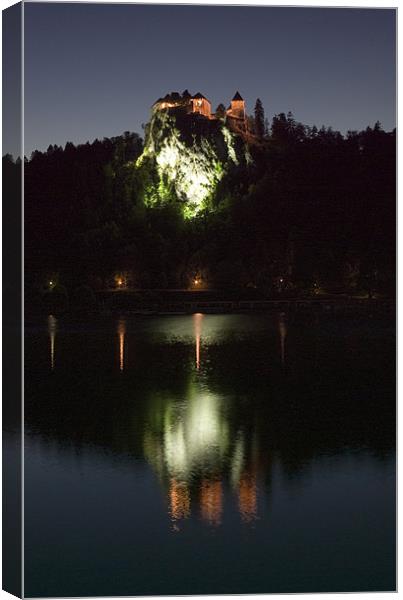 Bled Castle at Night Canvas Print by Alan Pickersgill