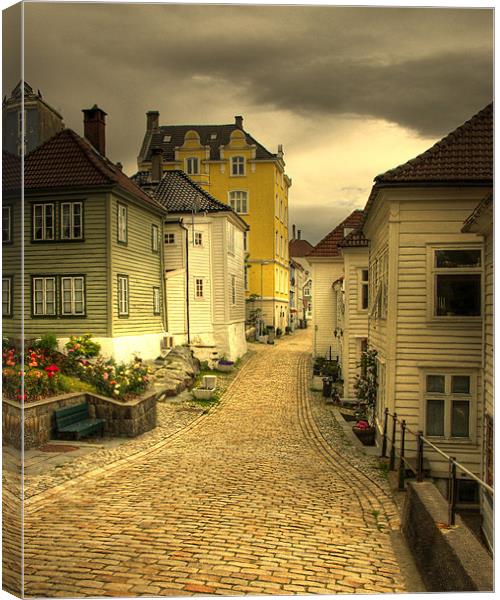 Bergen yellow brick road.  Canvas Print by Alan Pickersgill