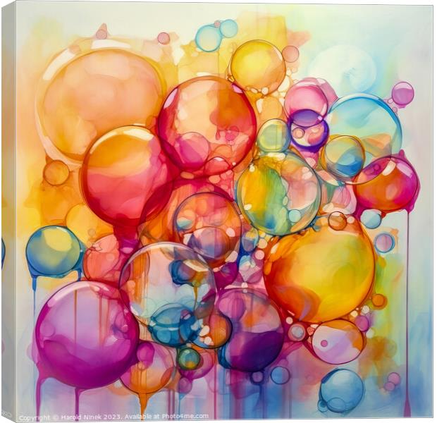 Rainbow Bubbles Canvas Print by Harold Ninek