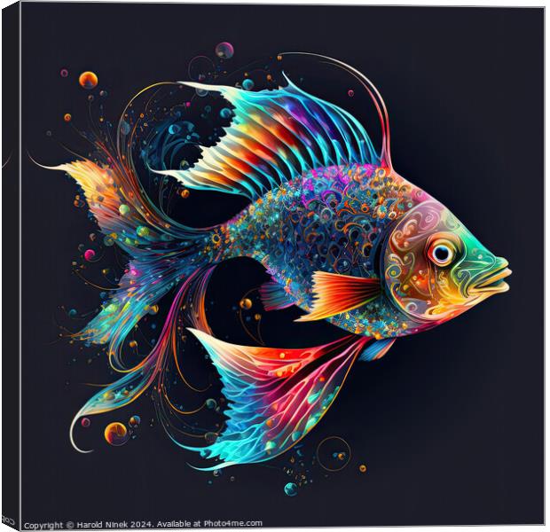 Psychedelic Fish Canvas Print by Harold Ninek