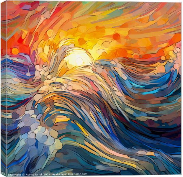 Sunrise Over Stormy Seas Canvas Print by Harold Ninek