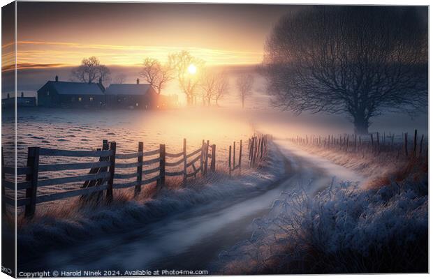 Misty Winter Sunrise I Canvas Print by Harold Ninek