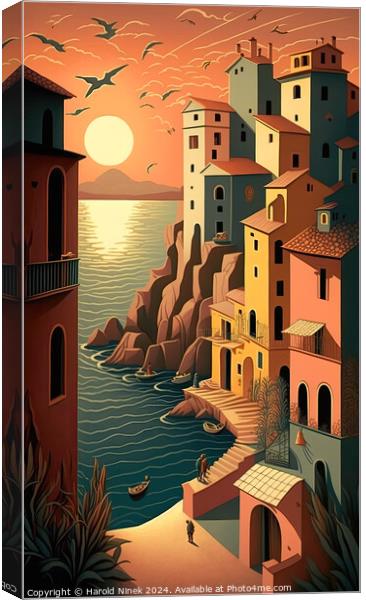 Ligurian Sunset Canvas Print by Harold Ninek
