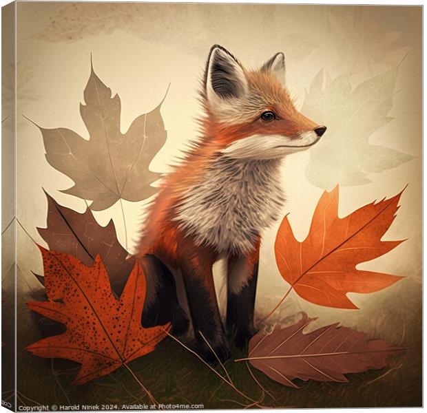Autumn Fox Canvas Print by Harold Ninek