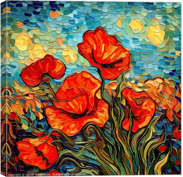 Poppies in Bloom Canvas Print by Harold Ninek