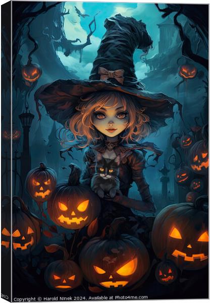 Little Witch Canvas Print by Harold Ninek