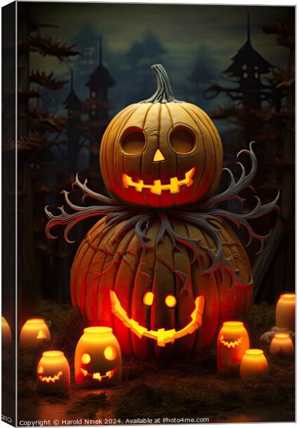 Happy Halloween Canvas Print by Harold Ninek