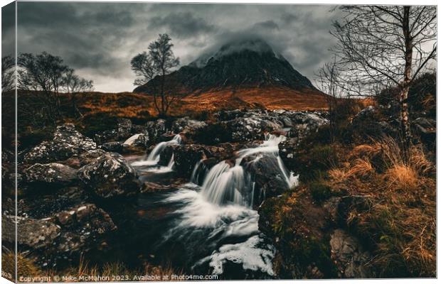 Buachaille etive mor waterfall  Canvas Print by Mike McMahon