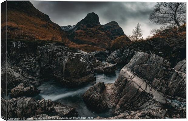Glencoe S bends , river etive , highlands  Canvas Print by Mike McMahon