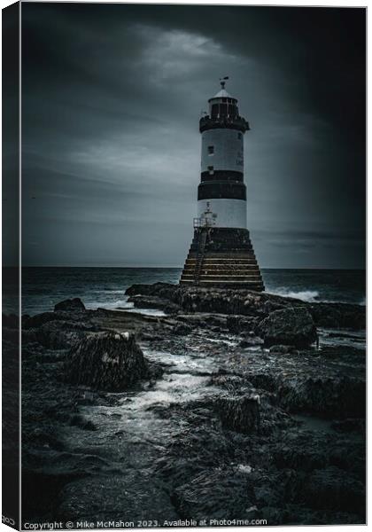 Penmon Lighthouse , Trwyn Du Lighthouse , Anglesey  Canvas Print by Mike McMahon