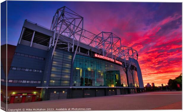 Old Trafford sunset , Manchester United football club Canvas Print by Mike McMahon